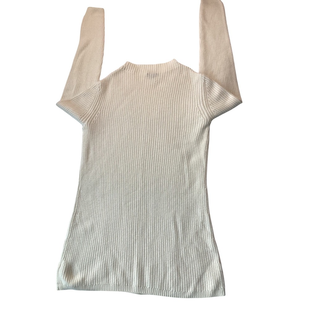 Talbots Ivory Cable Knit Sweater Small Wool Blend Ribbed Pullover Classic Fit - Picture 5 of 6